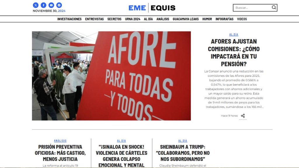 Screenshot of the Emeequis website