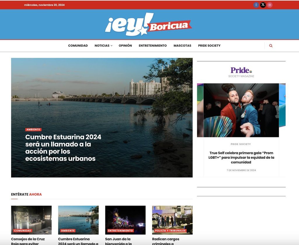 Screenshot of the ¡Ey Boricua! website