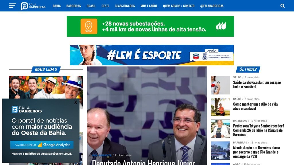 Screenshot of the Fala Barreiras website