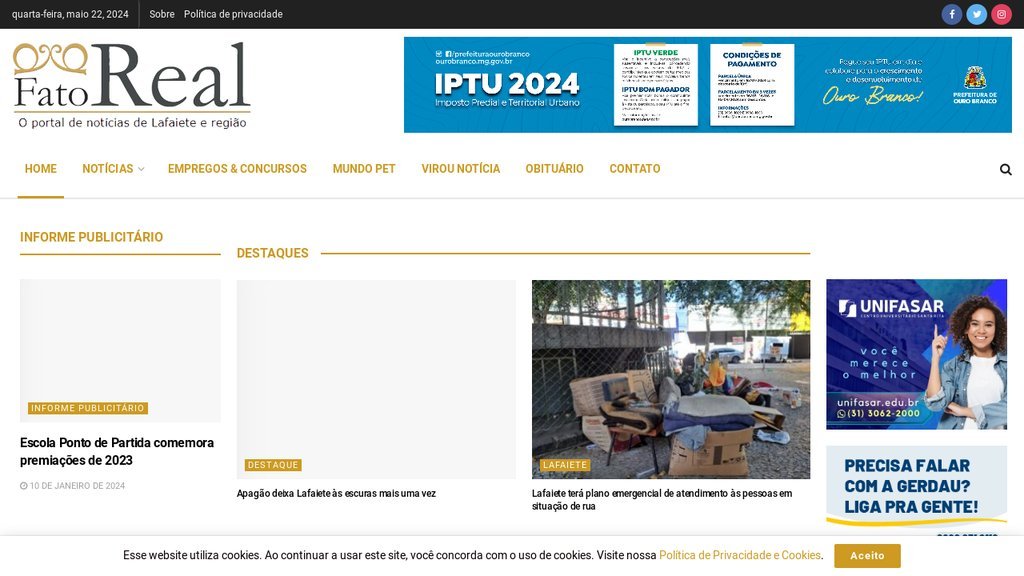 Screenshot of the Fato Real website