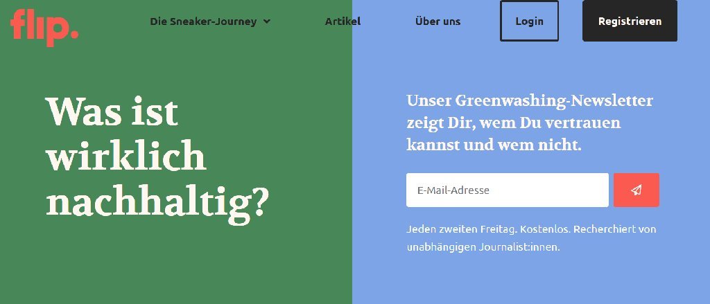 Screenshot of the Flip website