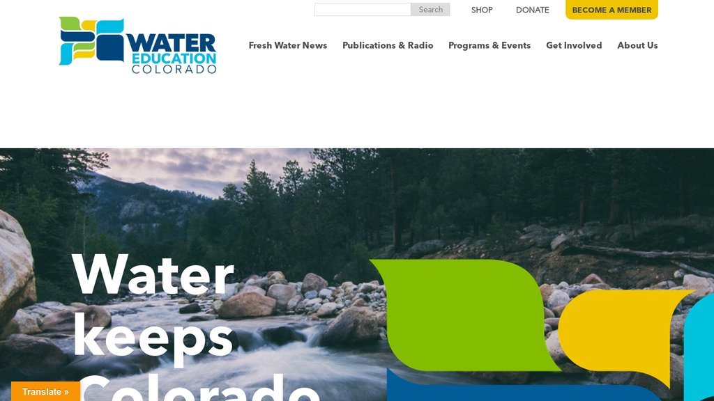 Screenshot of the Fresh Water website