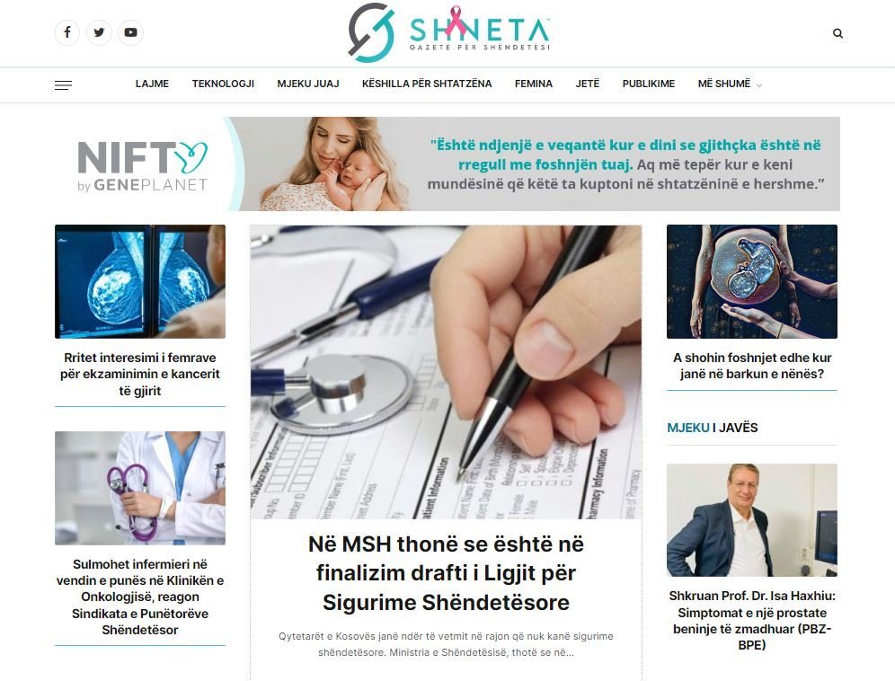 Screenshot of the Gazeta Shneta website