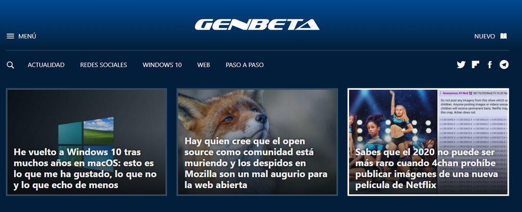 Screenshot of the Genbeta website