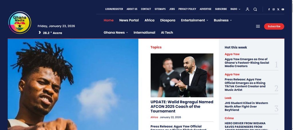Screenshot of the Ghana Media website