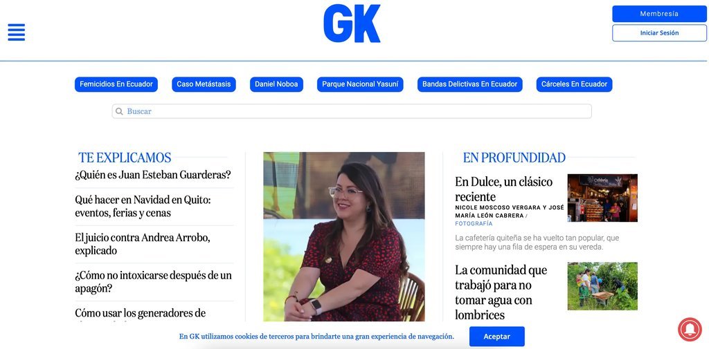 Screenshot of the Gk website