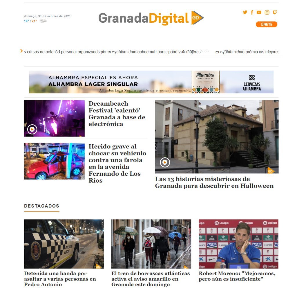 Screenshot of the Granada Digital website