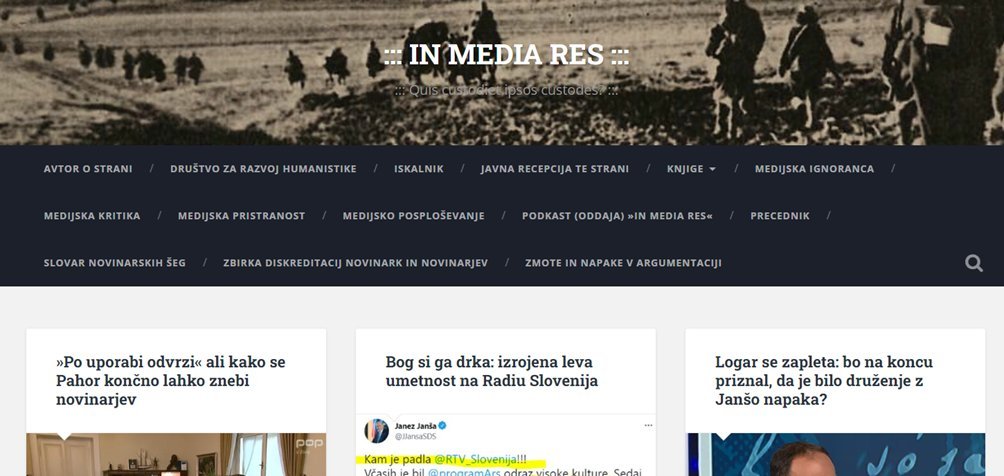 Screenshot of the IN MEDIA RES website