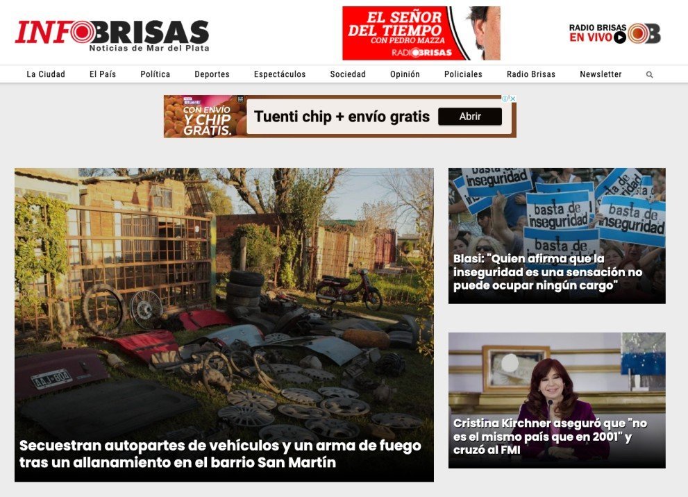 Screenshot of the Infobrisas website