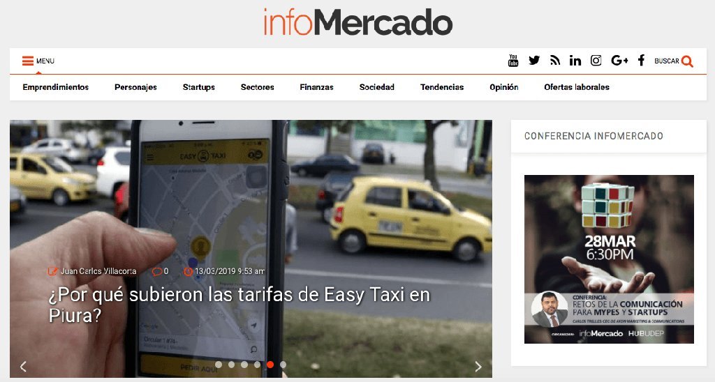 Screenshot of the Infomercado website