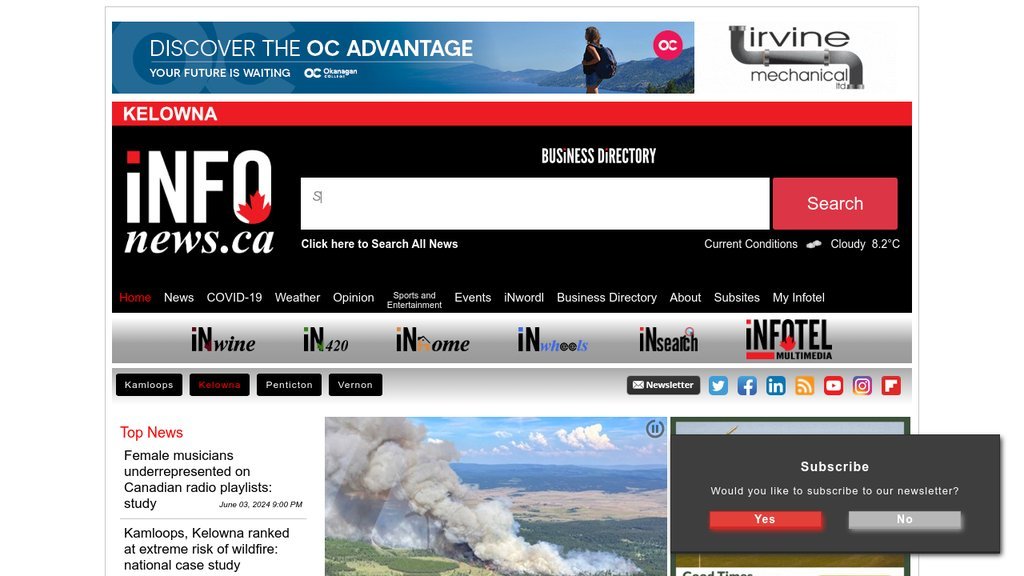 Screenshot of the Infotel News website