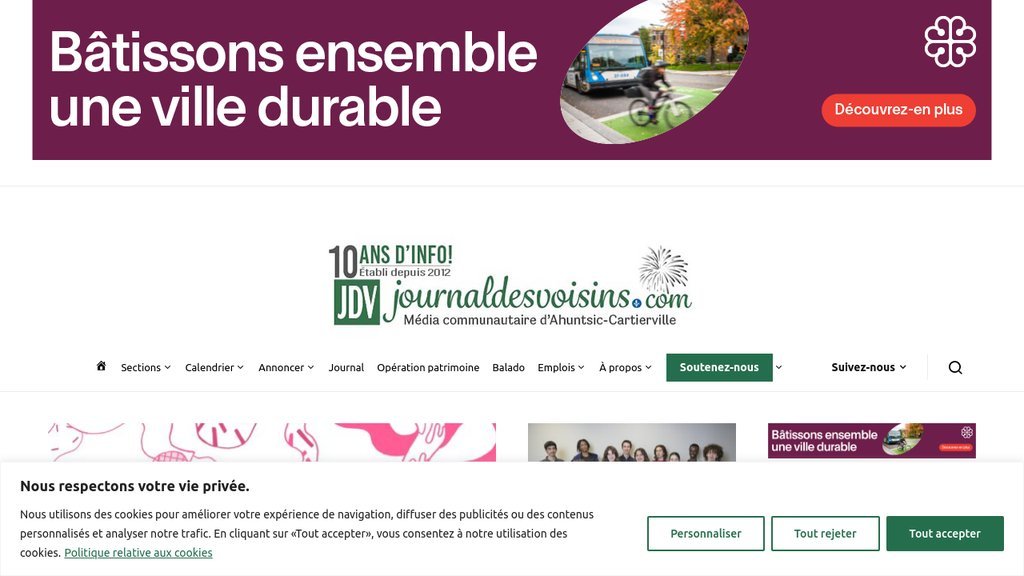 Screenshot of the Journal des vosins website