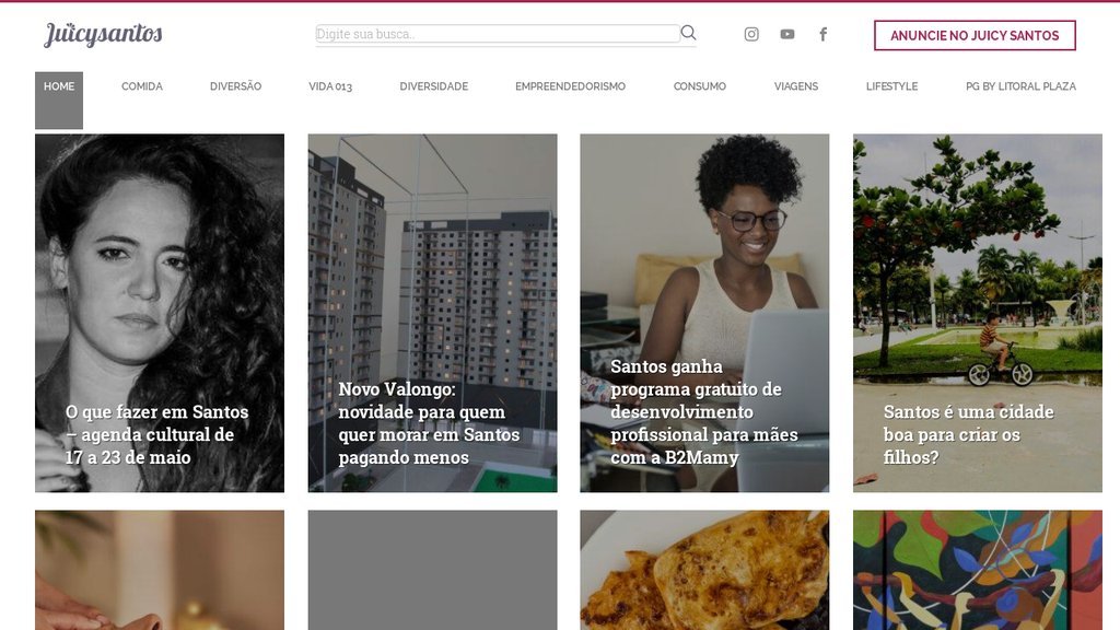 Screenshot of the Juicy Santos website