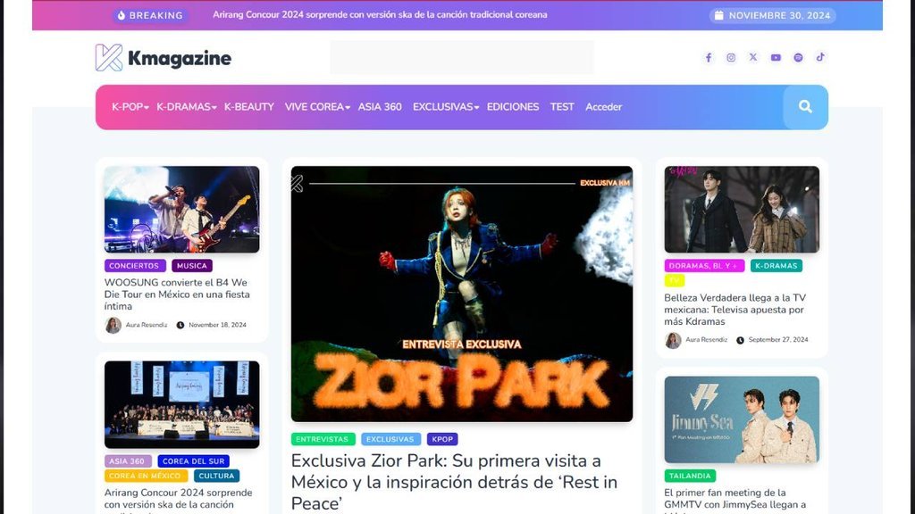 Screenshot of the K-Magazine website
