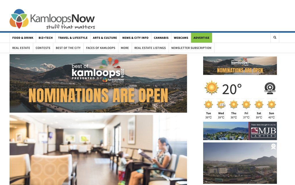 Screenshot of the kamloopsbcnow.com website