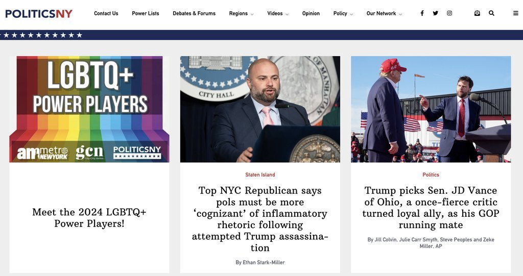 Screenshot of the Kings County Politics website
