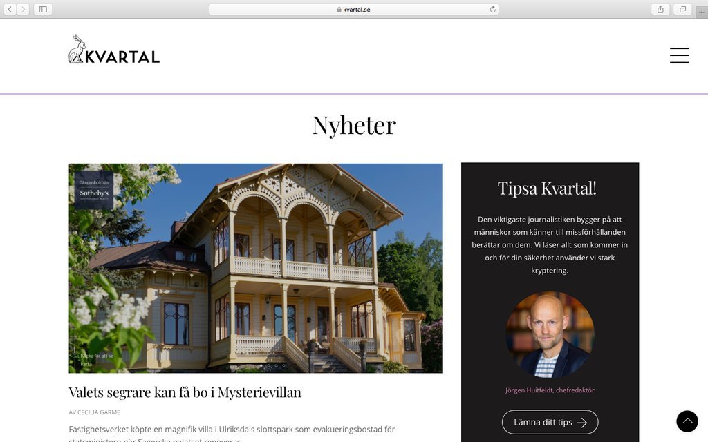Screenshot of the Kvartal website