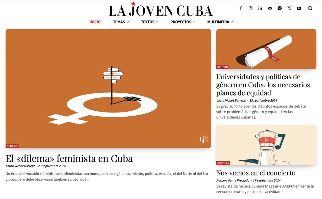 Screenshot of the La Joven Cuba website