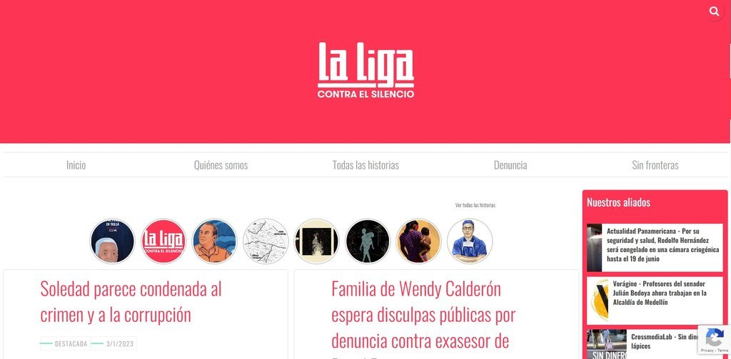 Screenshot of the La Liga Contra El Silencio website