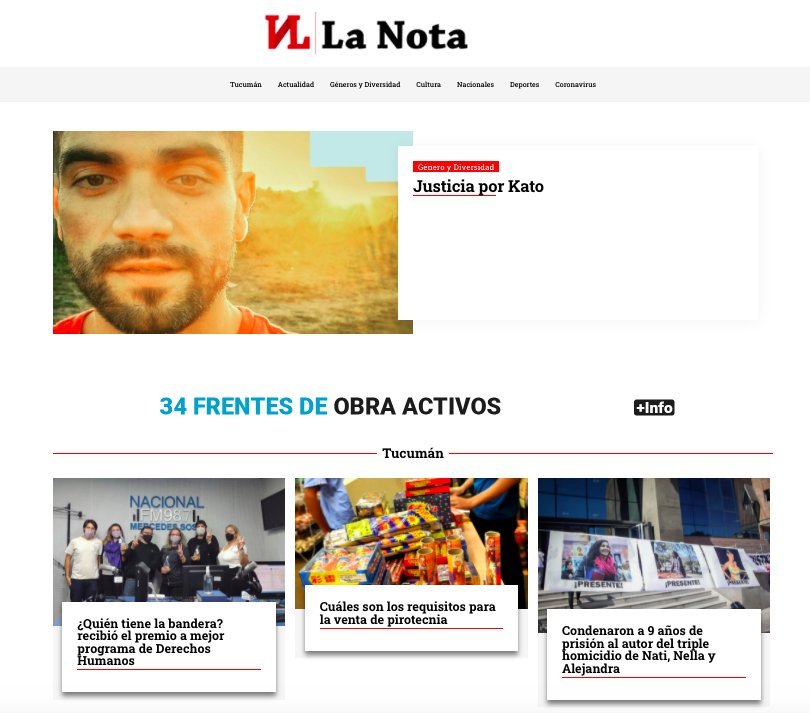 Screenshot of the La Nota Tucuman website