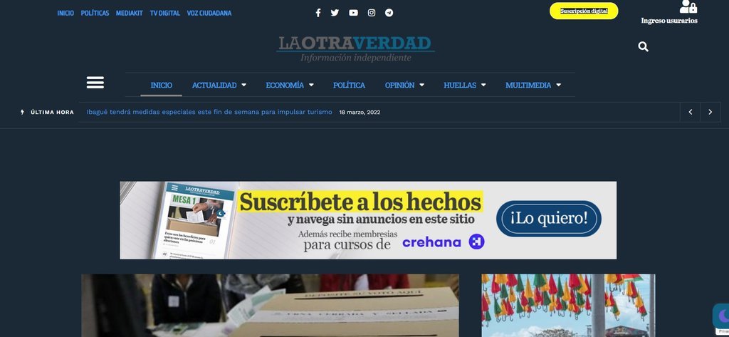 Screenshot of the La Otra Verdad website