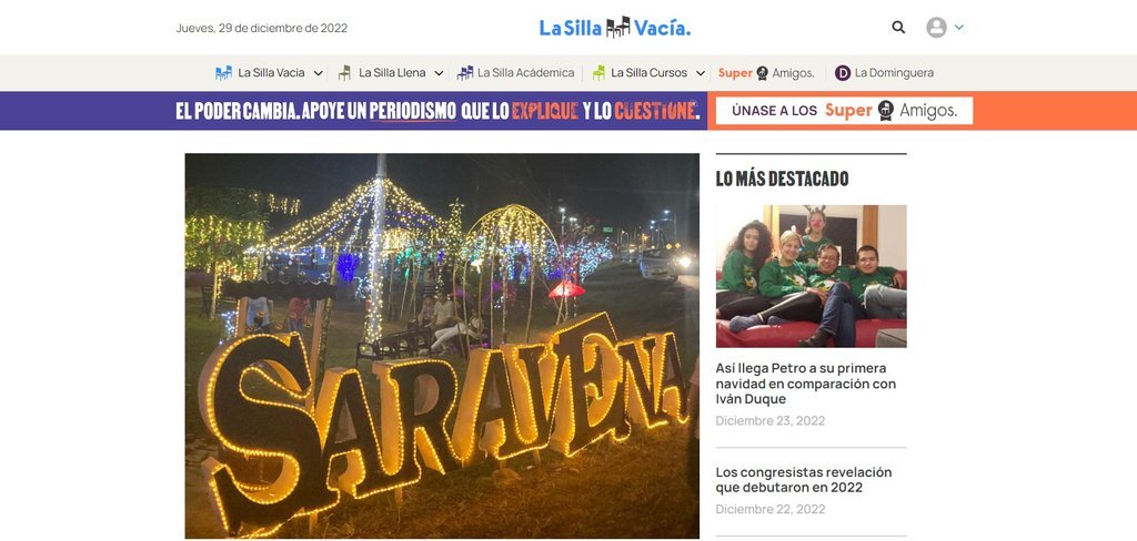 Screenshot of the La Silla Vacía website