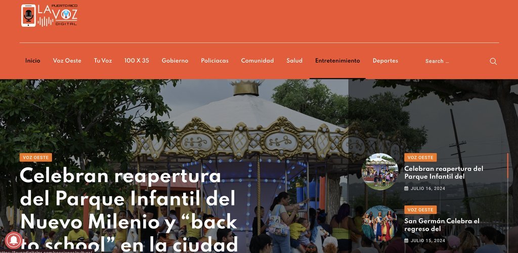 Screenshot of the La Voz Digital PR website