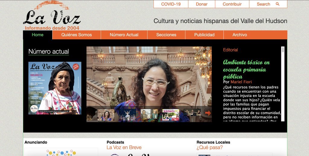 Screenshot of the La Voz Magazine website