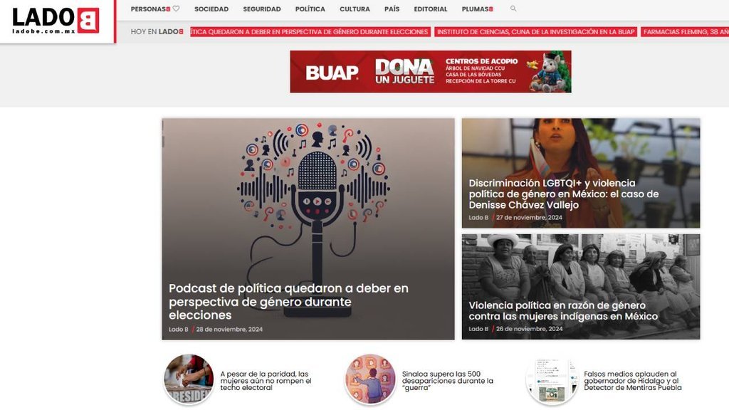 Screenshot of the Lado B website