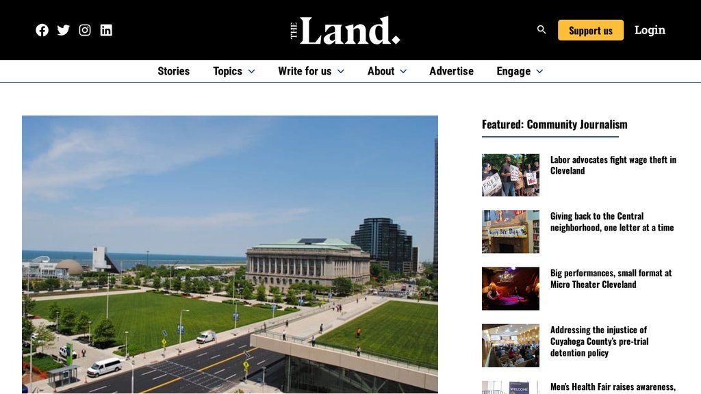 Screenshot of the Land, The website