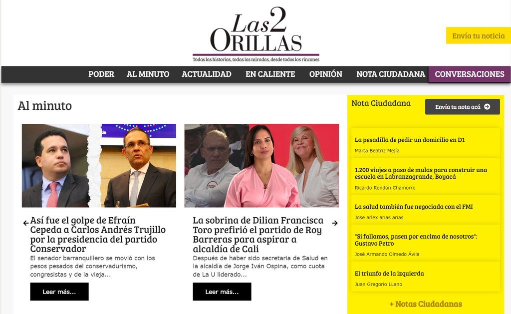 Screenshot of the Las2Orillas website