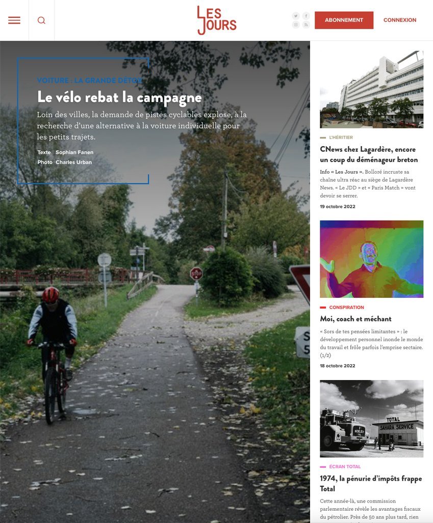 Screenshot of the Les Jours website