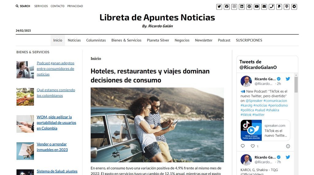 Screenshot of the Libreta De Apuntes website