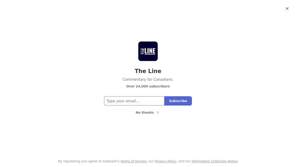 Screenshot of the Line, The website