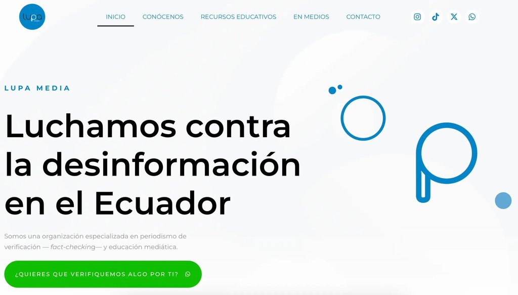 Screenshot of the Lupa Media website