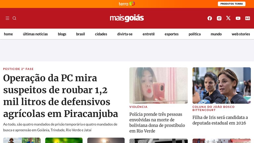 Screenshot of the Mais Goiás website