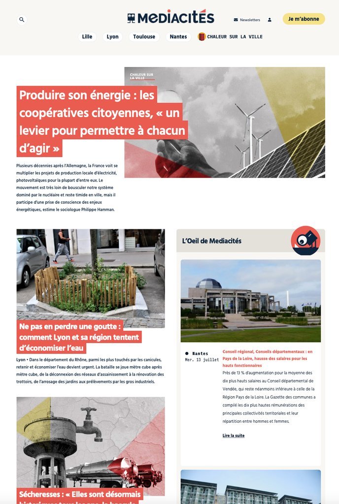 Screenshot of the Mediacités website