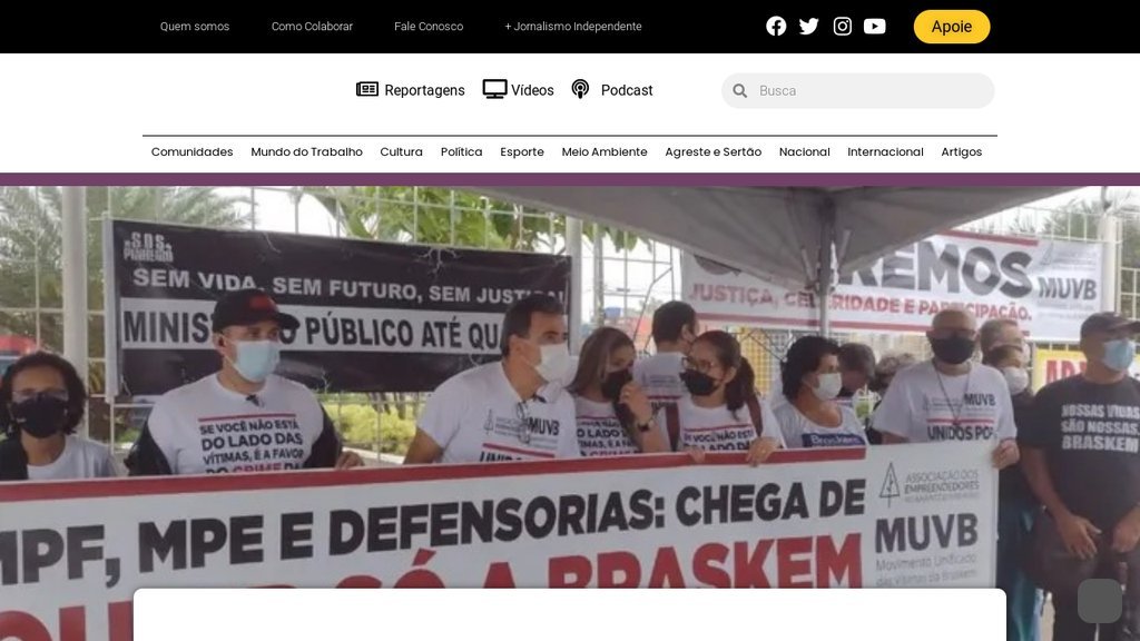Screenshot of the Mídia Caeté website