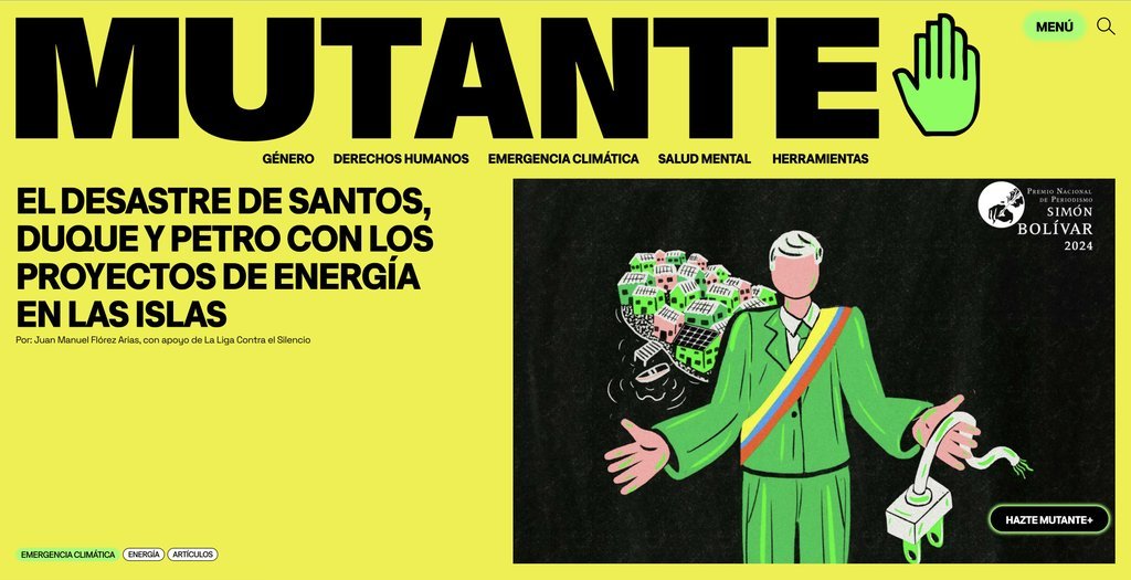 Screenshot of the Mutante website