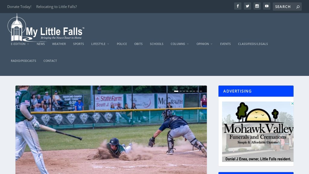Screenshot of the My Little Falls website