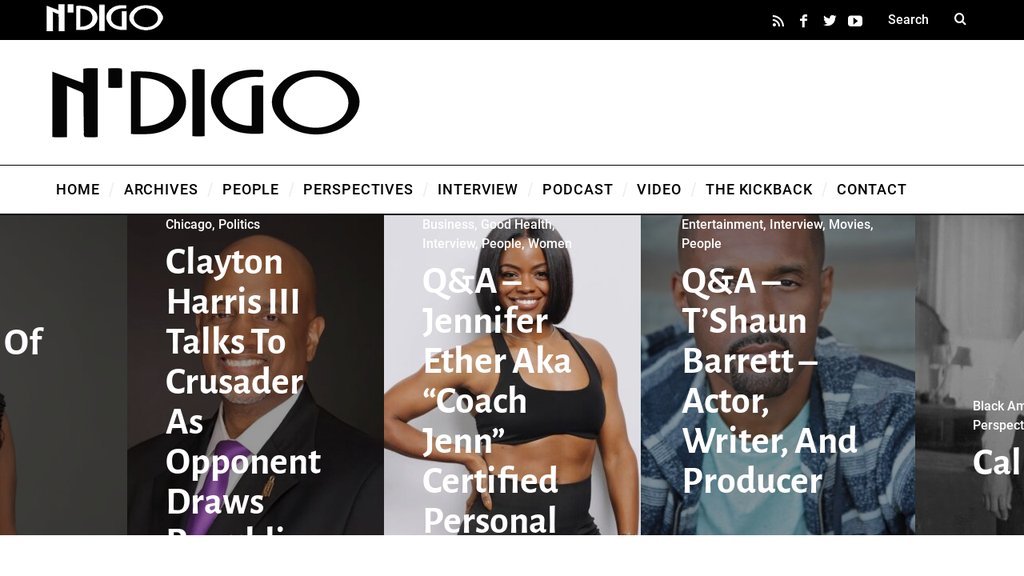 Screenshot of the NDIGO.    NDIGO Studio TV and Ndigo Studio Podcast website