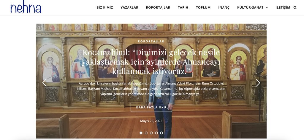 Screenshot of the Nehna website