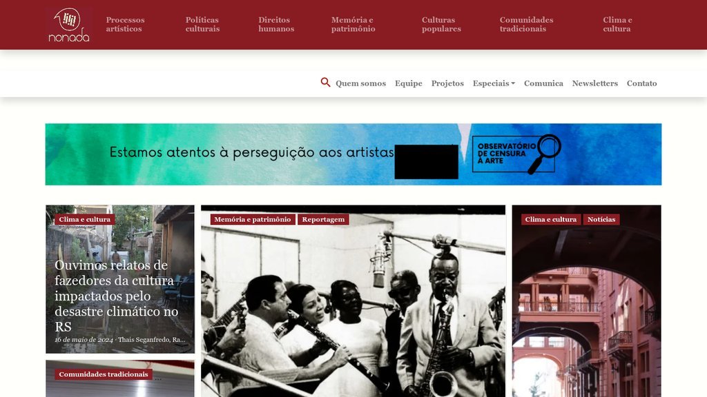 Screenshot of the Nonada Jornalismo website