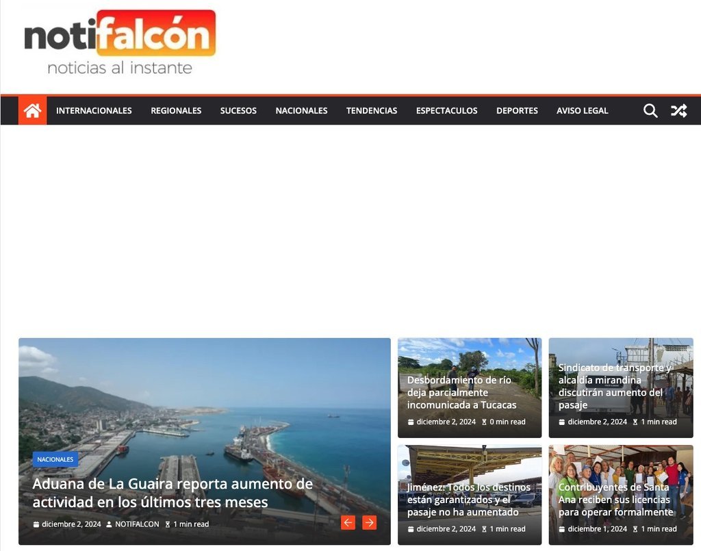 Screenshot of the Notifalcon website