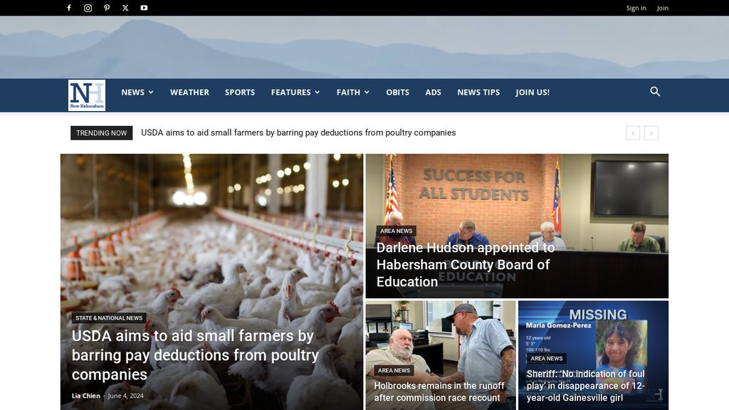 Screenshot of the Now Habersham website