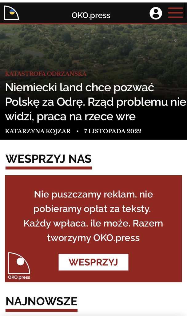 Screenshot of the OKO.press website