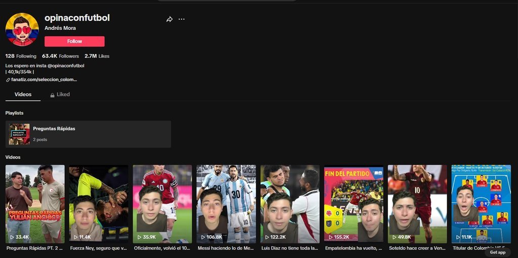Screenshot of the Opina Con Futbol website