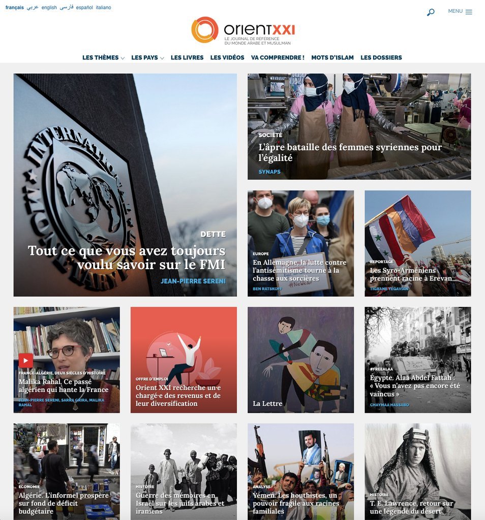 Screenshot of the Orient XXI website