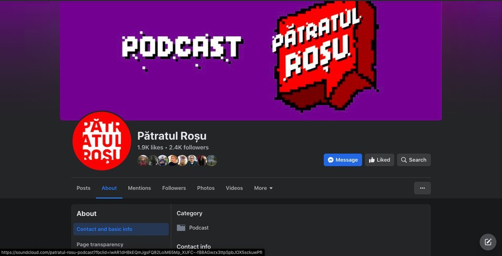 Screenshot of the Patratul Rosu website