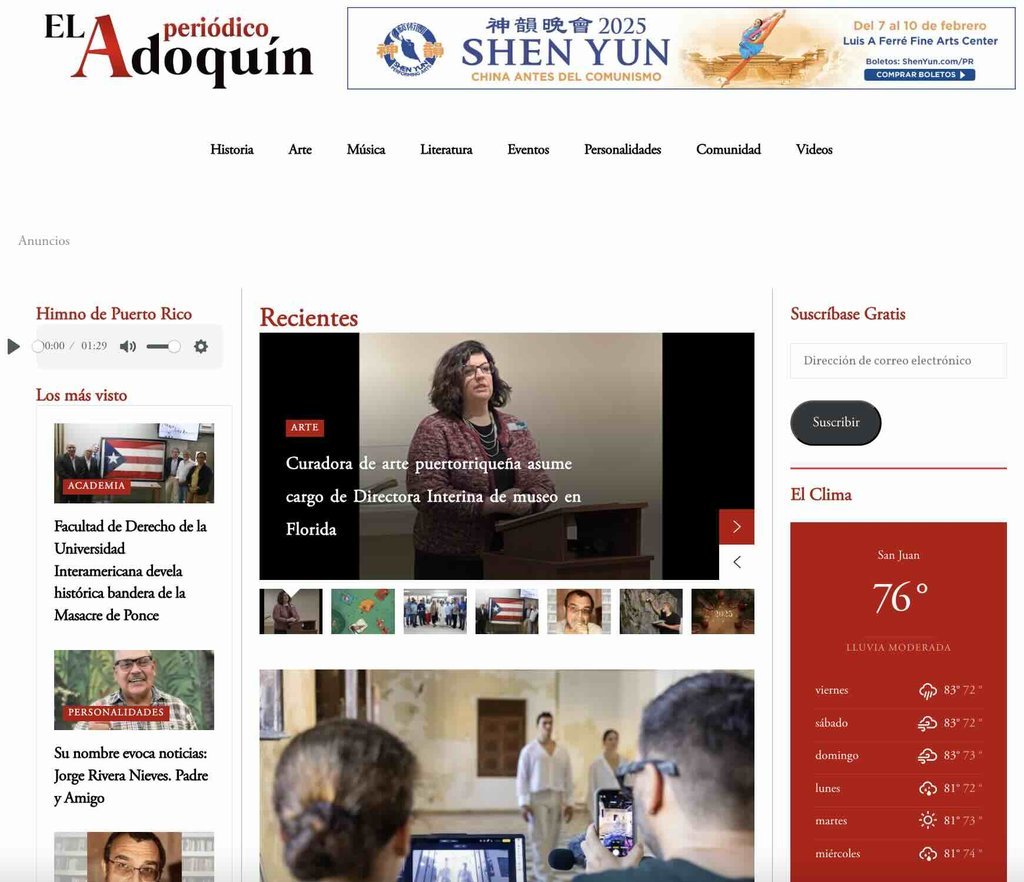 Screenshot of the periodico el adoquin website